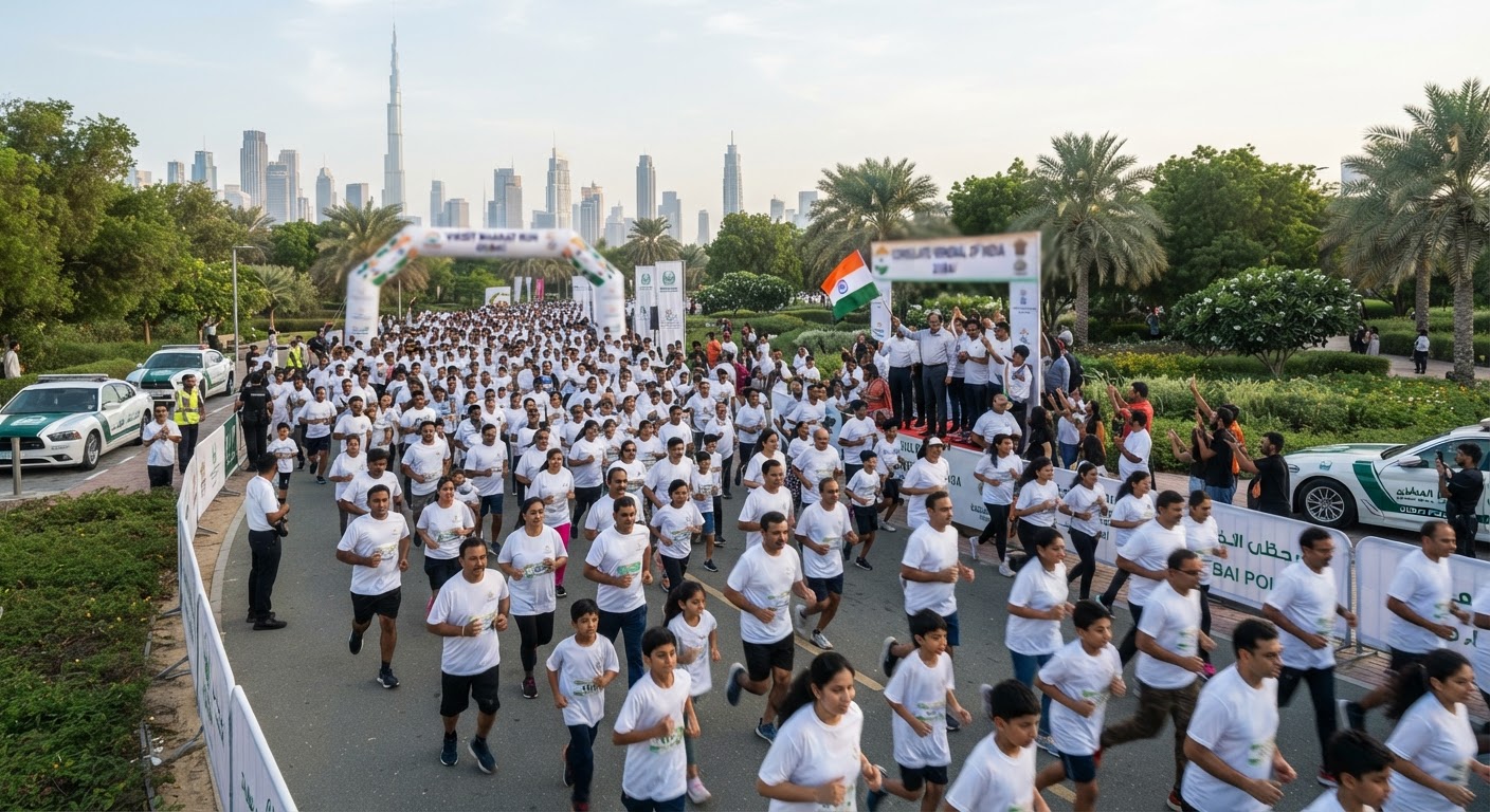 3,000 Indians Join Viksit Bharat Run at Dubai's Zabeel Park