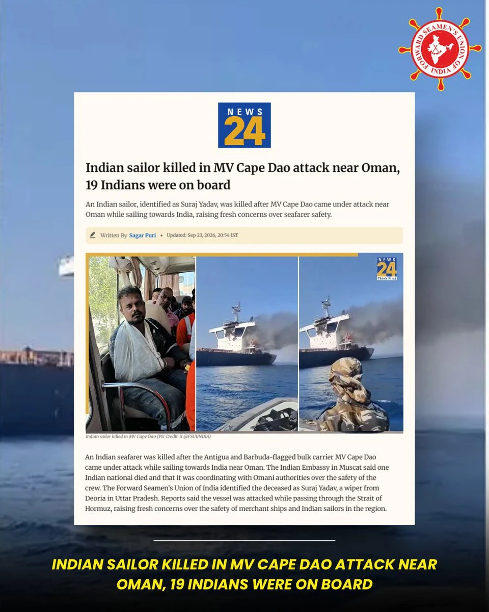 Tragedy at Sea: Indian Seafarer Killed in Torpedo Attack Near Oman