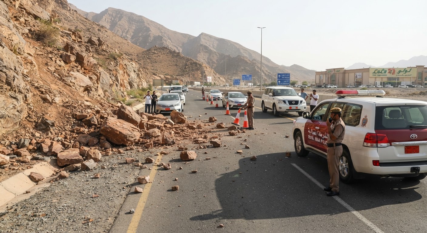 Alert: Urgent Rockfall Blocks Sultan Turki bin Said Road in Ibri Oman
