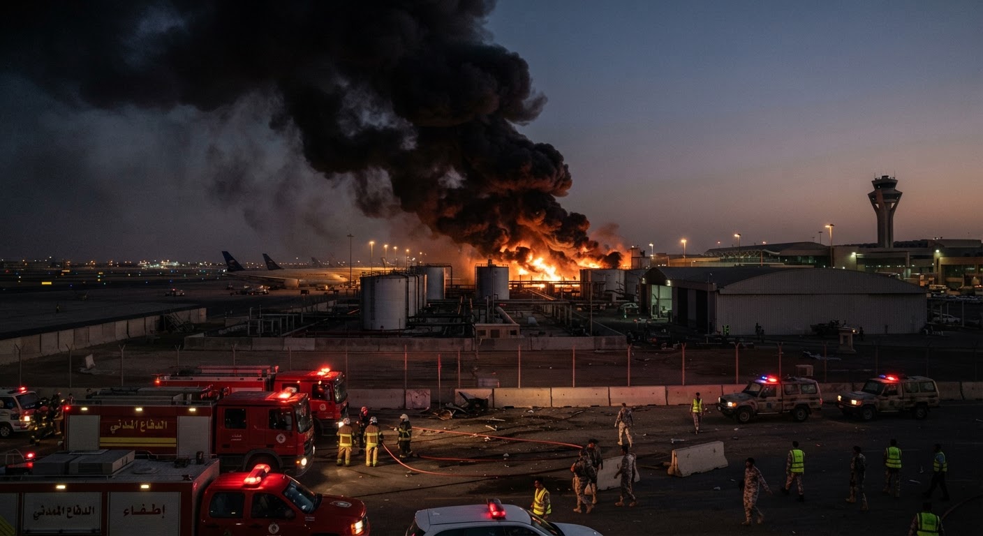 Massive Smoke and Blasts Hit Riyadh Airport After Houthi Aerial Threat