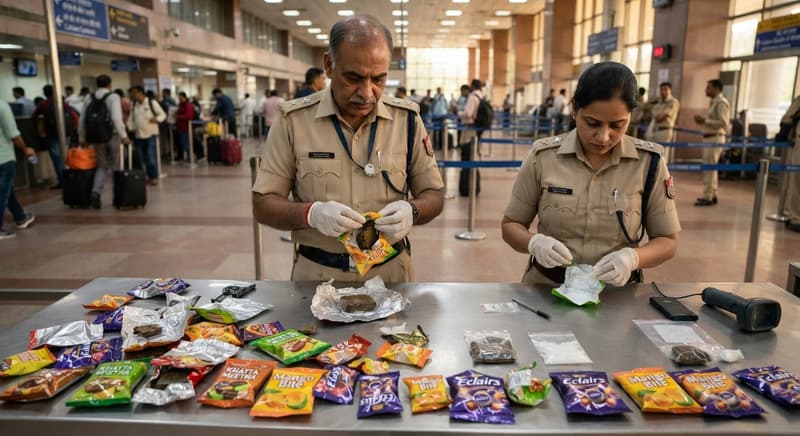 Airport Custom Officers Catch Hidden Drugs in Candy Wrappers